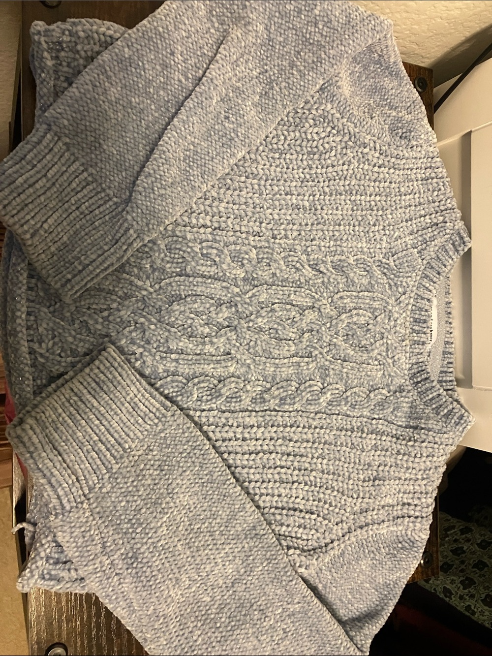 cupcakes & cashmere light blue cable knit sweater
